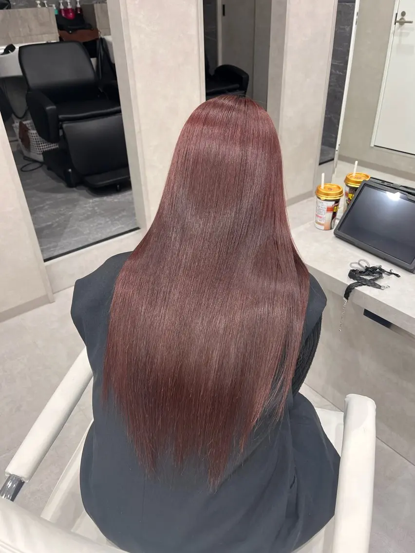 ロング カット ヘアカラー トリートメント SAKURA 顔まわり/髪質改善のヘアスタイル