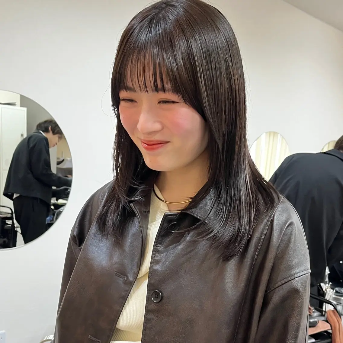 ミディアム カラー ブラウンカラー カット ヘアカラー トリートメント ボブ/透明感カラー /坂口恵梨子のヘアスタイル