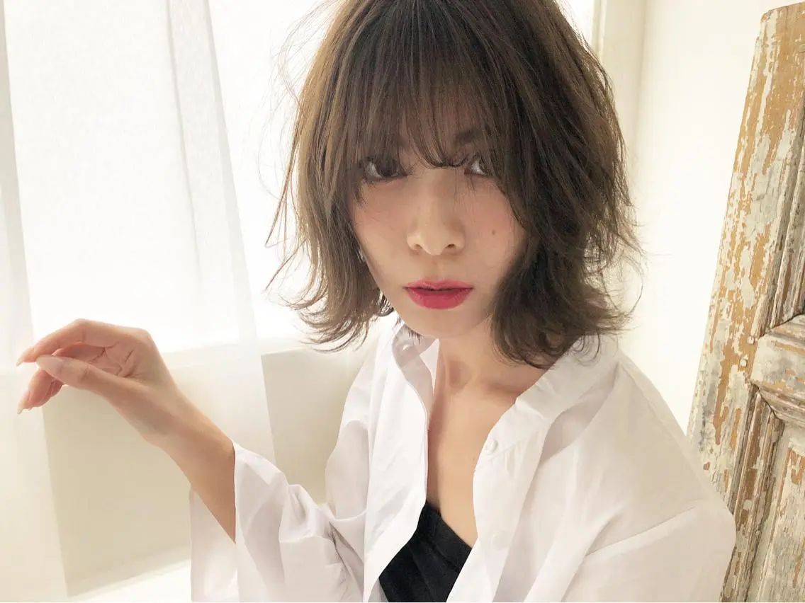 ミディアム ミディアムパーマ ハイライト トリートメント カット 夜23時まで予約🉑 reverieあきらのヘアスタイル