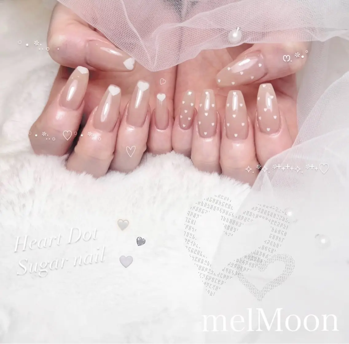 ネイル ドット ハート ハンドネイル melMoon .のネイルデザイン