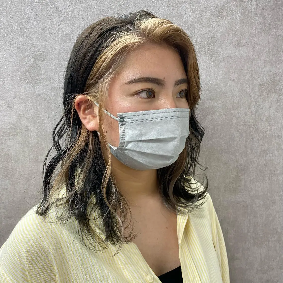 セミロング カラー ヘアアレンジ ミストバング フェイスフレーミング N/デザインカラー 🌿ナギのヘアスタイル