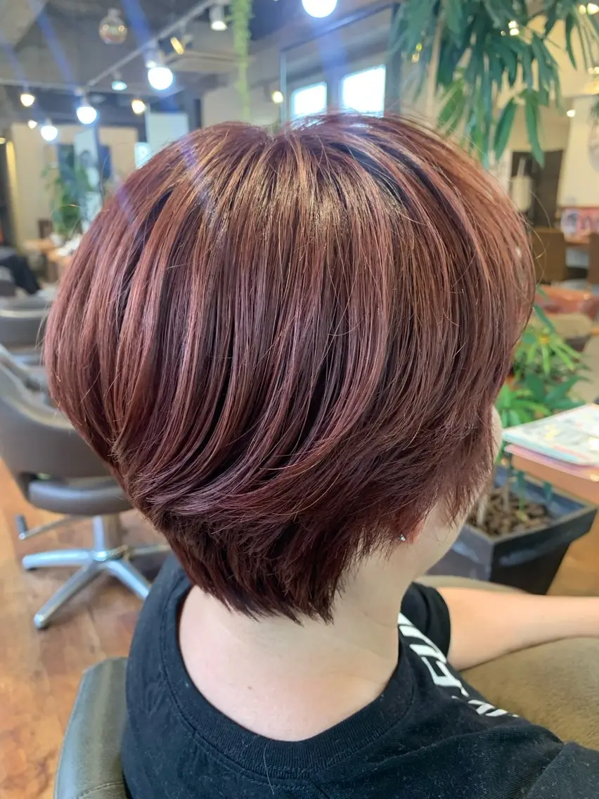 ショート カラー ブラウンカラー ピンクカラー ピンクブラウン ショートヘア ヘアカラー 山形 梨沙のヘアスタイル