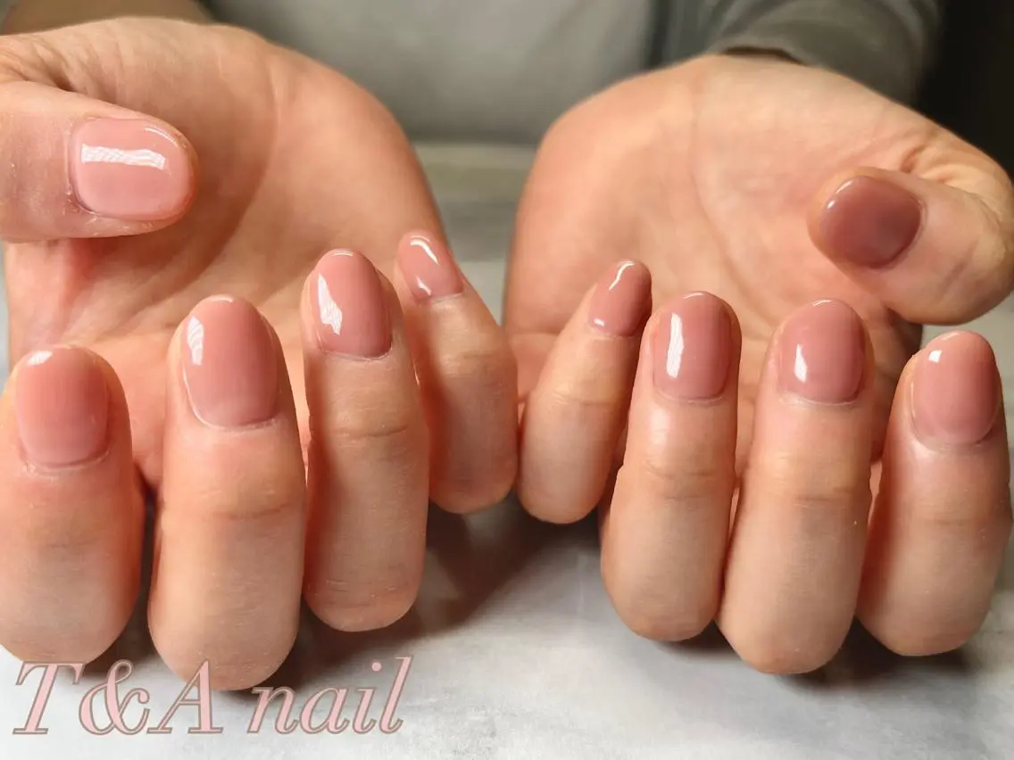 ショート ネイル 長さ出し ジェルネイル ニュアンスネイル ワンカラーネイル スカルプネイル T&A nailのネイルデザイン