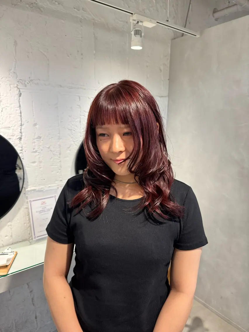 セミロング カット ヘアカラー トリートメント 100%可愛い顔周り 💓レイヤー/しずくのヘアスタイル