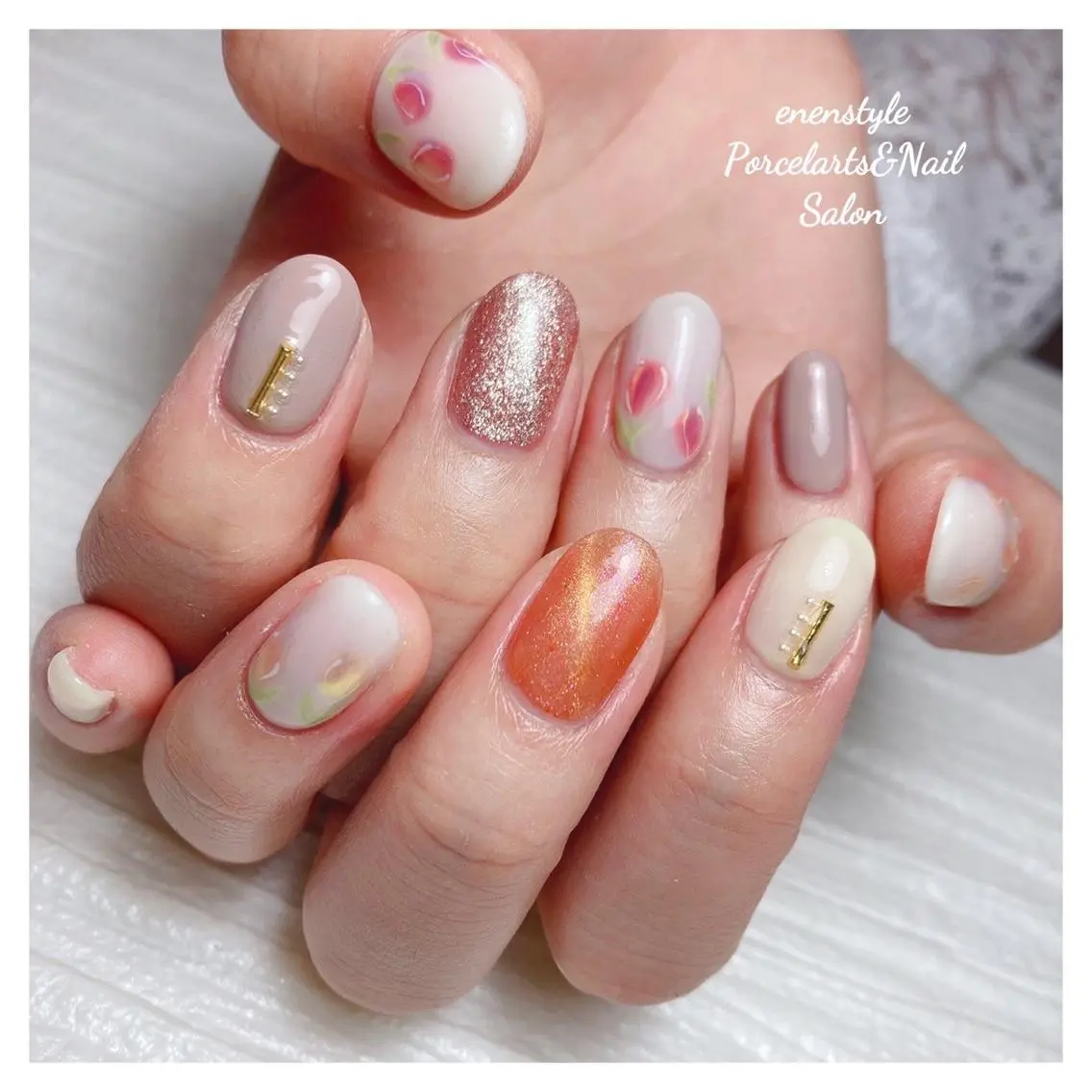 ミディアム ネイル 🐾enen style 🐾のネイルデザイン