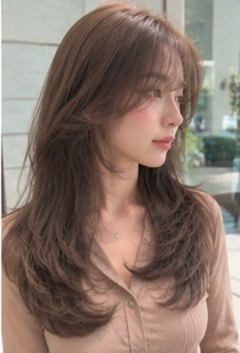 ロング ロングレイヤー 韓国風ヘア レイヤーカット ロング シースルーバング メンズ ルカのヘアスタイル