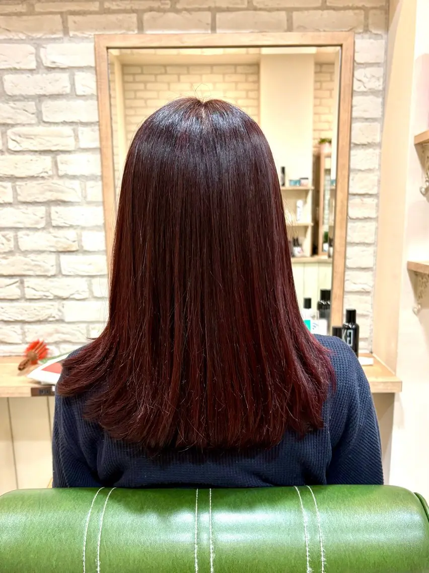 セミロング カラー ハイライトカラー ローズカラー ハイライト カット ヘアカラー トリートメント 清水 有実子のヘアスタイル