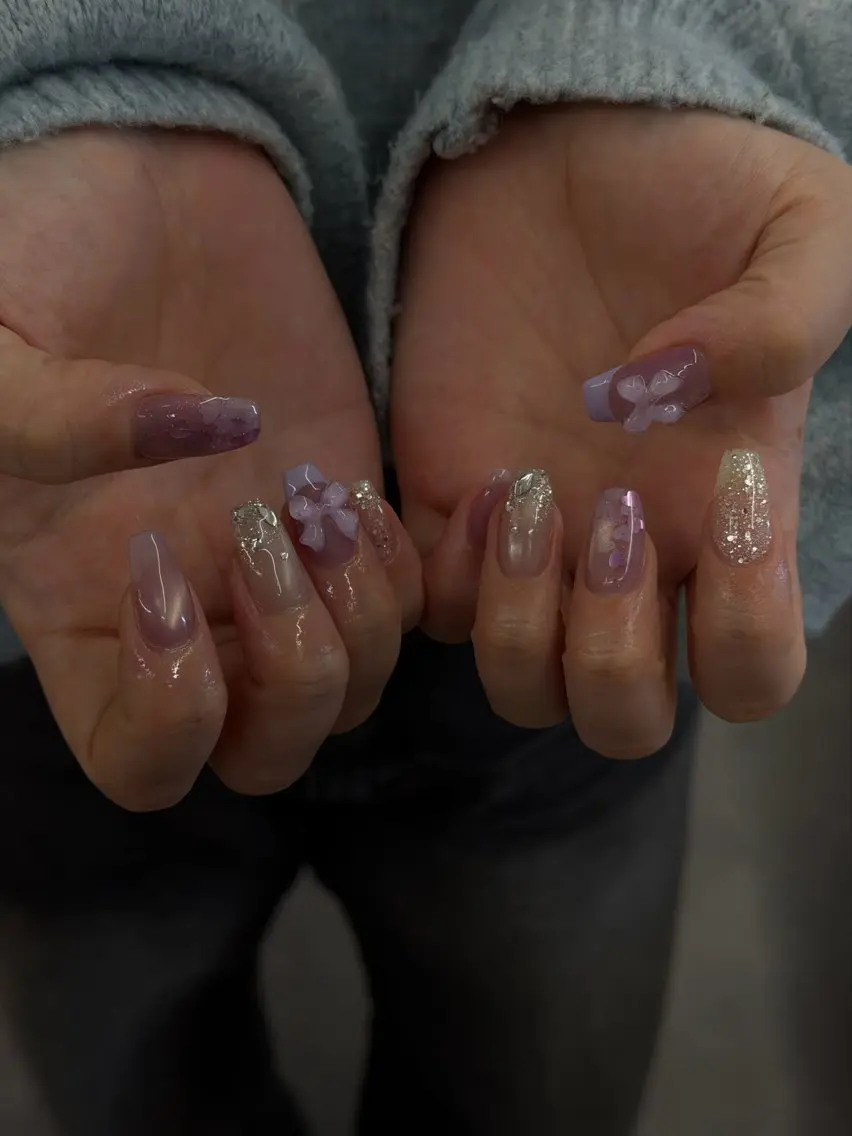 ネイル ジェルネイル ハート ラメ(グリッター) マグネットネイル ニュアンスネイル ハンドネイル ハンドケア Bana_ Nailのネイルデザイン