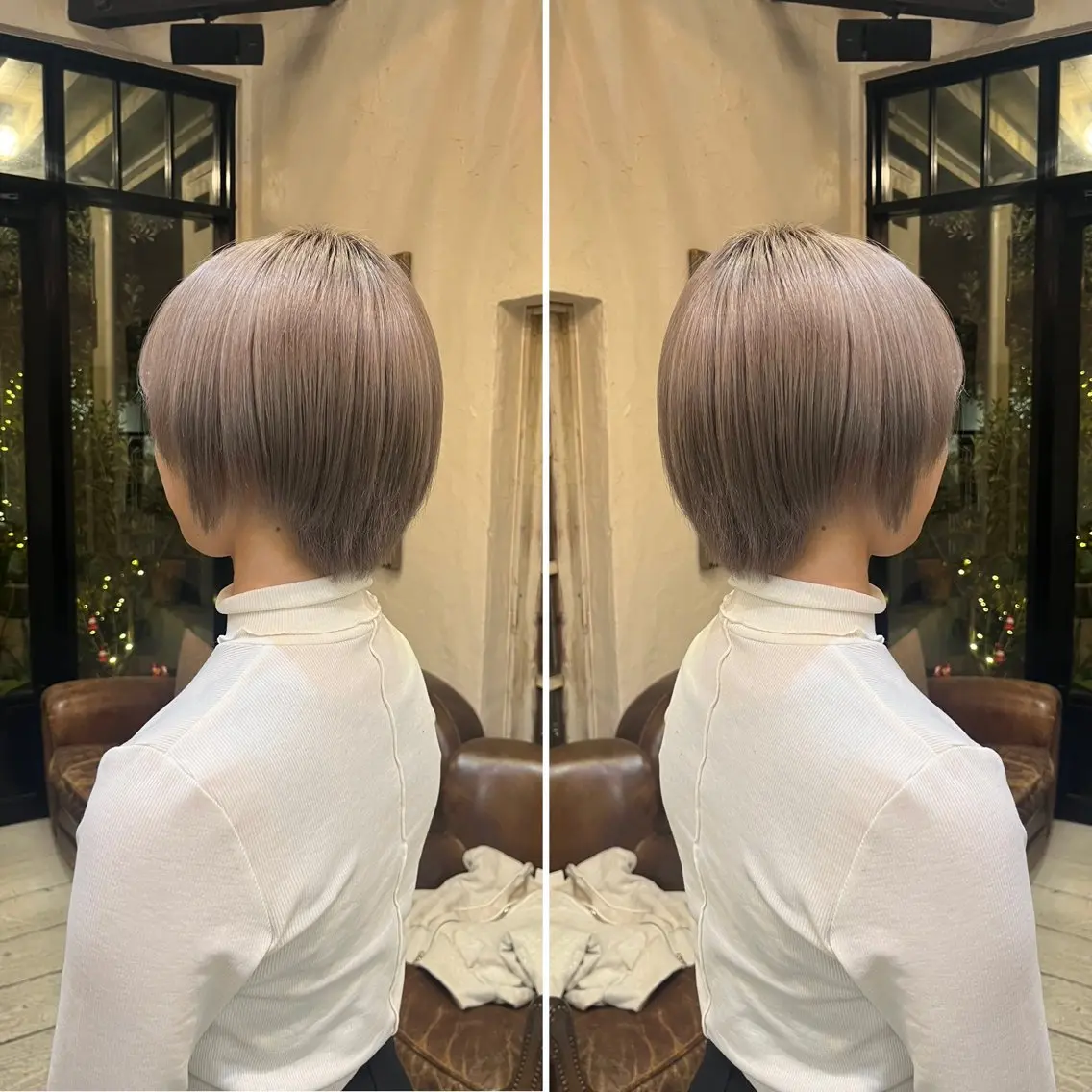 カラー ベージュカラー シルバー シルバーベージュ 小山 奈津のヘアスタイル