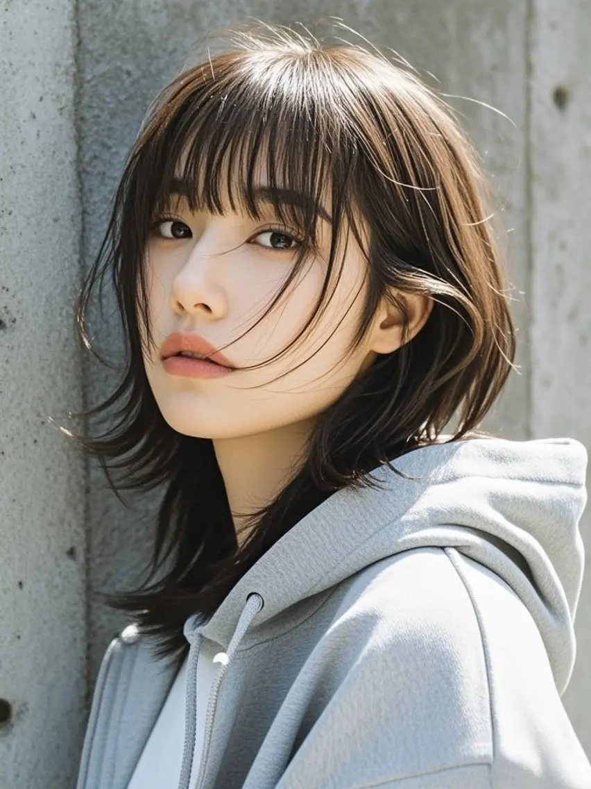 セミロング ショートボブ セミロングパーマ アッシュ ボブ くびれヘア カット ヘアカラー トリートメント ウルフカット 811 大阪梅田 ウルフのヘアスタイル