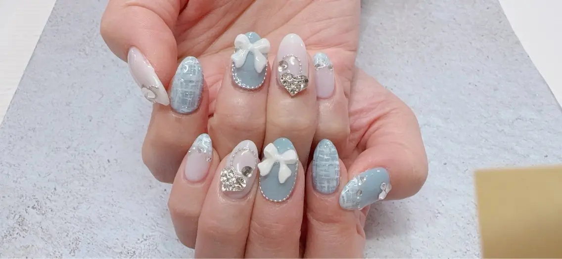 ネイル ハート ストーンネイル ハンドネイル f2 nailのネイルデザイン