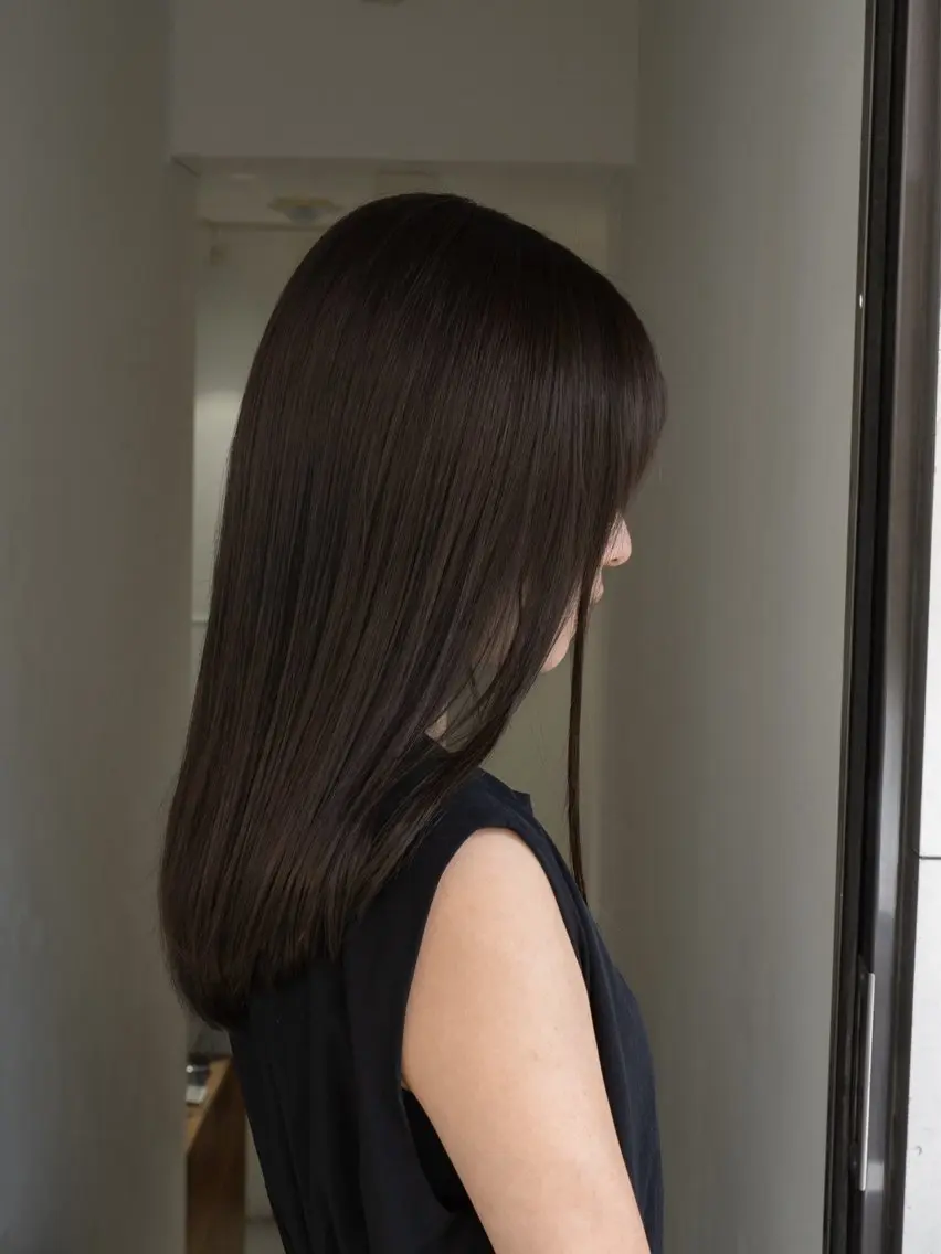ミディアム カラー ブリーチ 透明感カラー ブリーチなしカラー レイヤーカット 酸性ストレート カット ヘアカラー トリートメント navile原宿 yumaのヘアスタイル