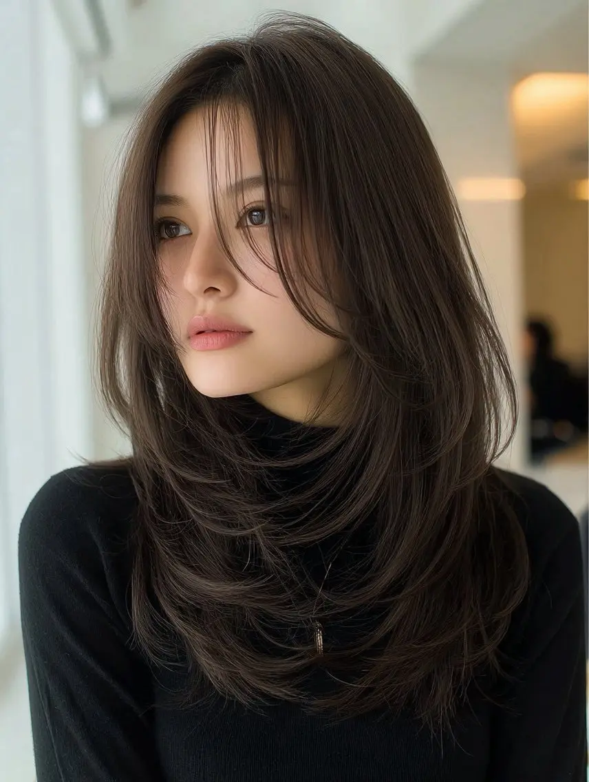 ロング 縮毛矯正 絶対綺麗な暖色カラー 🎯あります✨増渕✨のヘアスタイル