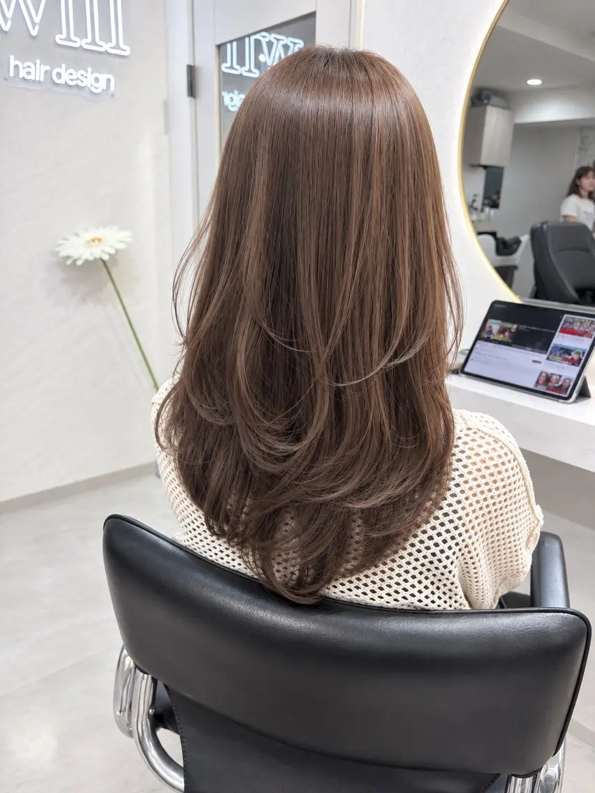 ロング カラー カット ヘアカラー トリートメント 髪質改善will hairdesignのヘアスタイル