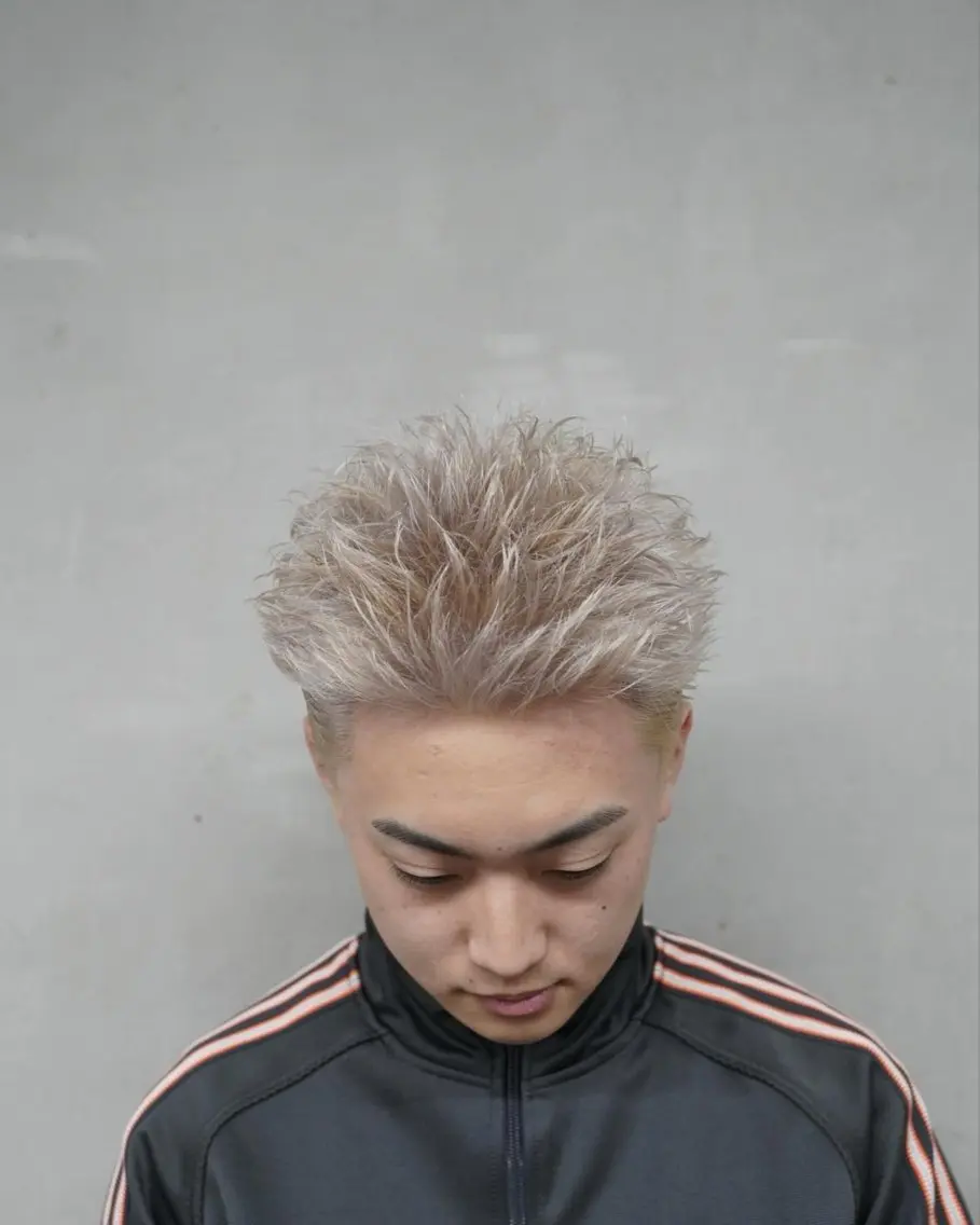 カラー メンズ スパイキーショート シルバー 関 晃哉のヘアスタイル