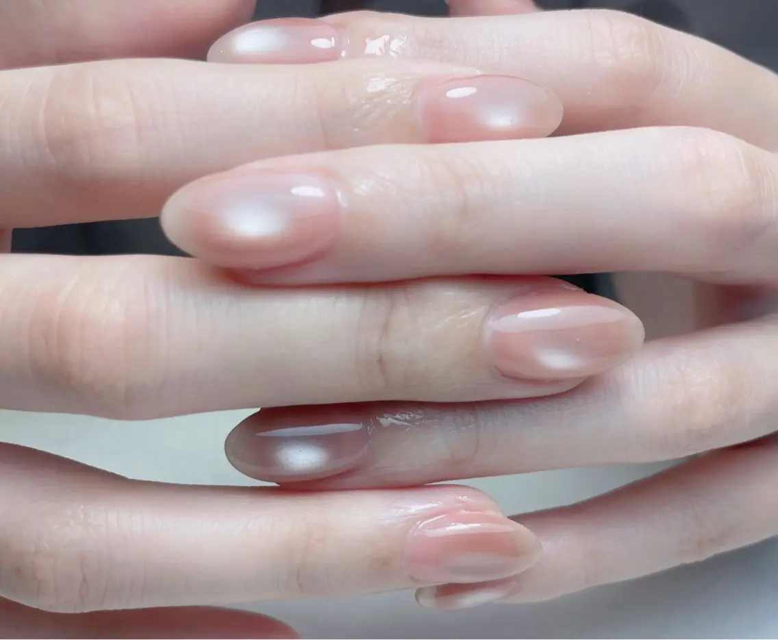 ネイル オーロラネイル 長さ出し フットネイル フレンチネイル ジェルネイル 中野駅から2分 MEO NAILのネイルデザイン