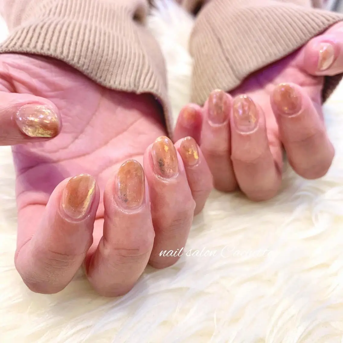 ネイル オーロラネイル ニュアンスネイル ワンカラーネイル オレンジ ✧Cachette✧ YUKARIのネイルデザイン
