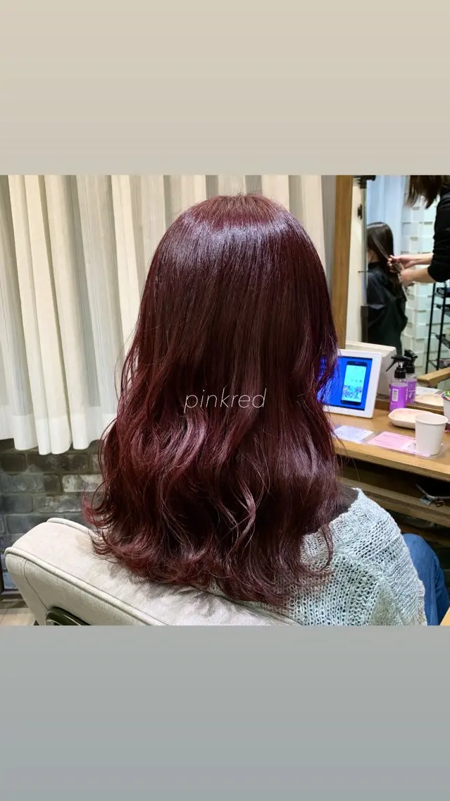 ミディアム カラー ブラウンカラー ピンクカラー ピンクブラウン レッドカラー 似合わせカット得意 💛RENA💛のヘアスタイル