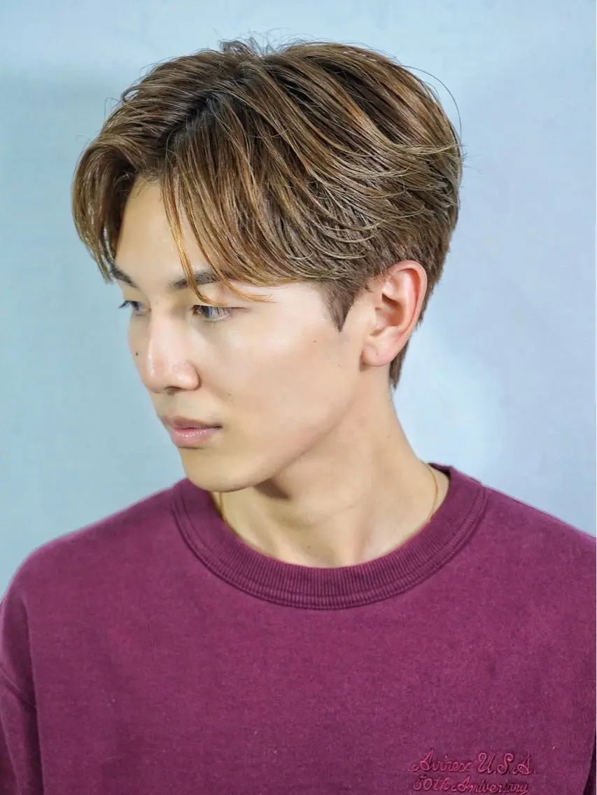 ミディアム カラー パーマ メンズ 古谷 崇人のヘアスタイル