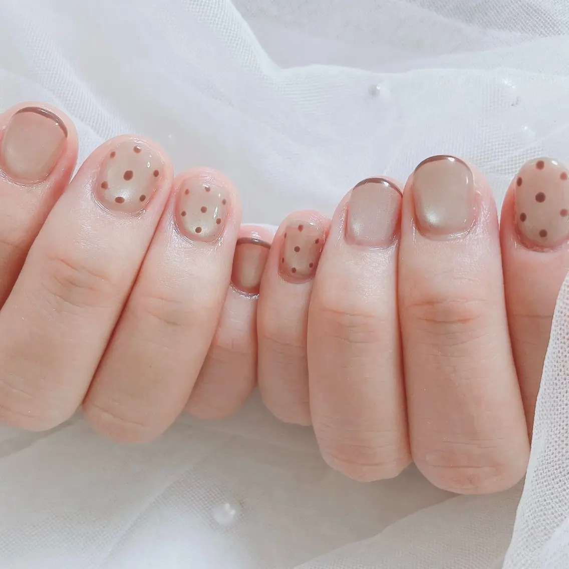 ネイル ドット フレンチネイル ショートネイル ハンドネイル ネイルサロン なっちゃん(古千谷)のネイルデザイン