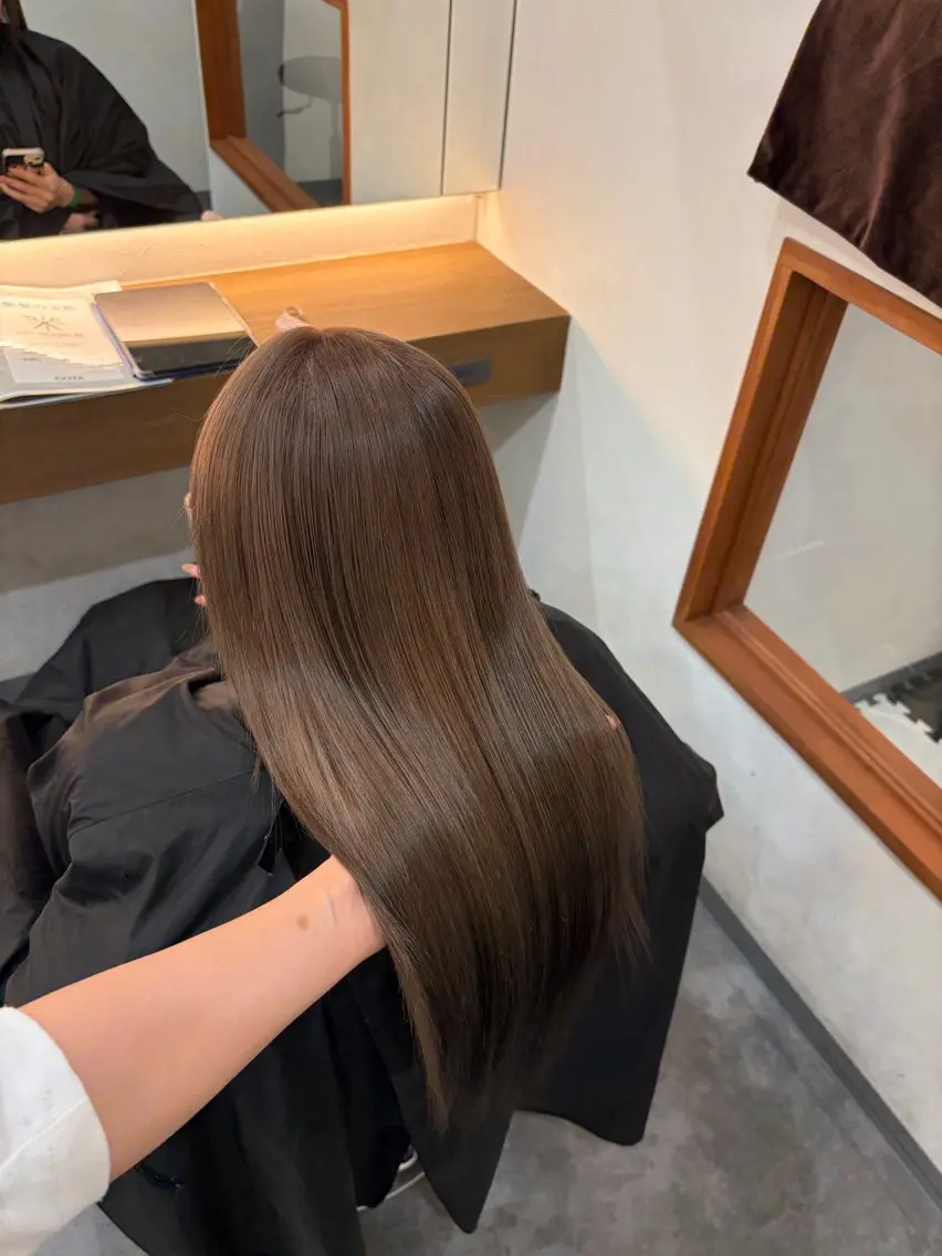 ロング カラー ヘアアレンジ グレージュ ヘアカラー 郡山/透明感カラー /馬場アンドレアのヘアスタイル