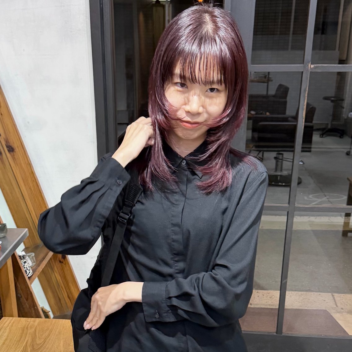 セミロング ヘアカラー カラーモデル fon▶山田 悠華のヘアスタイル