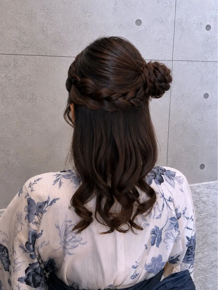 セミロング 着付け EARTH平塚 🎀白石 りおん🤍のヘアスタイル