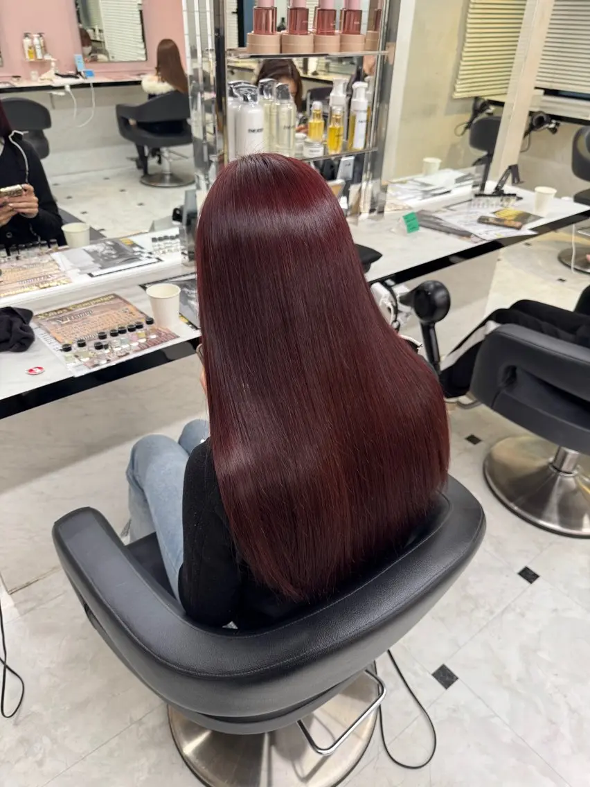 ロング ヘアカラー トリートメント ヘッドスパ ヘアセット ♥️韓国風透明感 暖色misa♥️のヘアスタイル