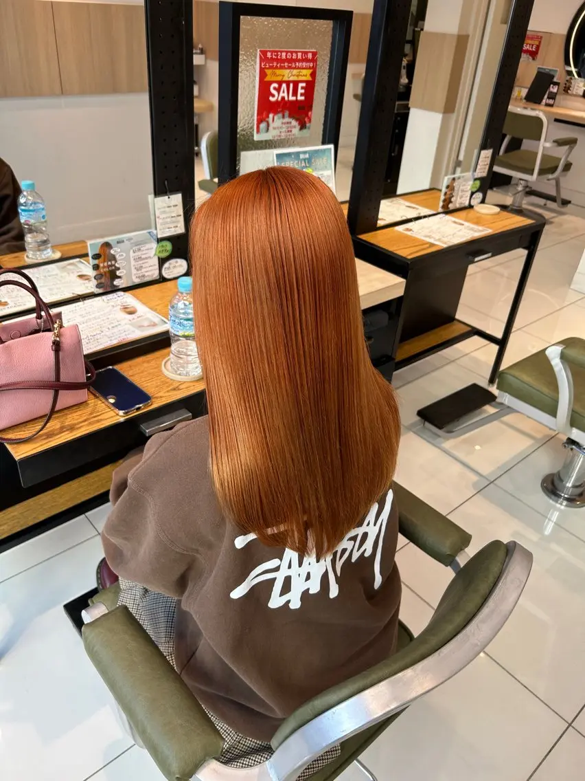 ロング カラー オレンジ ヘアカラー トリートメント ダブルカラー 🩷Rio🩷のヘアスタイル