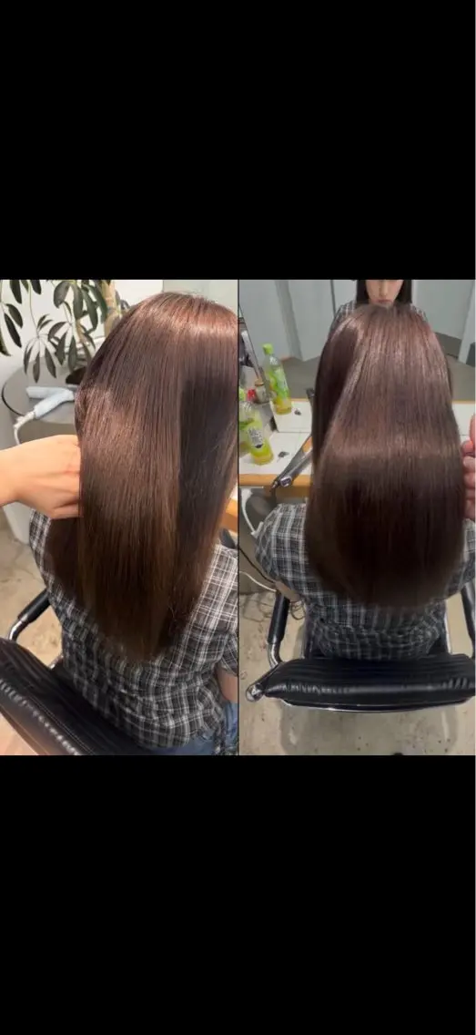 ロング ヘアカラー 縮毛矯正 かすみ/名駅徒歩5分 /カットモデルのヘアスタイル