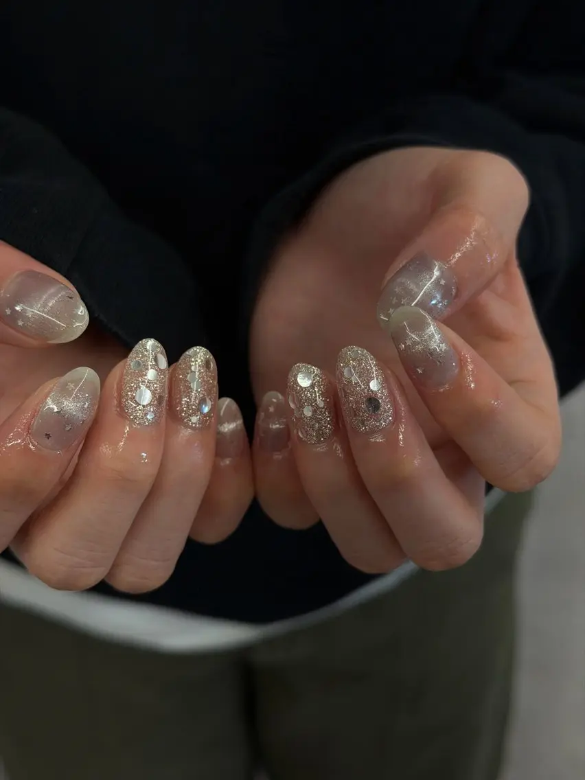 ネイル ジェルネイル マグネットネイル ニュアンスネイル パラジェル リボン ハンドネイル ハンドケア Bana_ Nailのネイルデザイン
