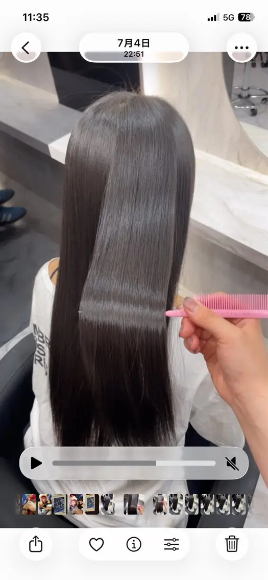 ロング 縮毛矯正 TheEct Q'n ໒꒱· ﾟななこのヘアスタイル