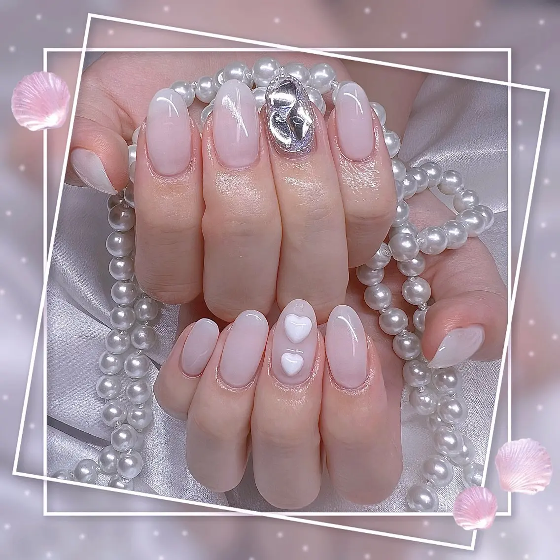 ネイル フレンチネイル グラデーション キラキラネイル 韓国ネイル マグネットネイル Chill Nailsalonのネイルデザイン