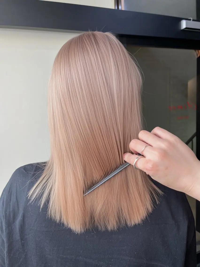 ミディアム カラー ベージュカラー ブロンド ハイトーンカラー ハイトーンベージュ ミルクティーベージュ ヘアカラー トリートメント ヘアセット 似合わせベージュ 🍯ayumi🍯のヘアスタイル