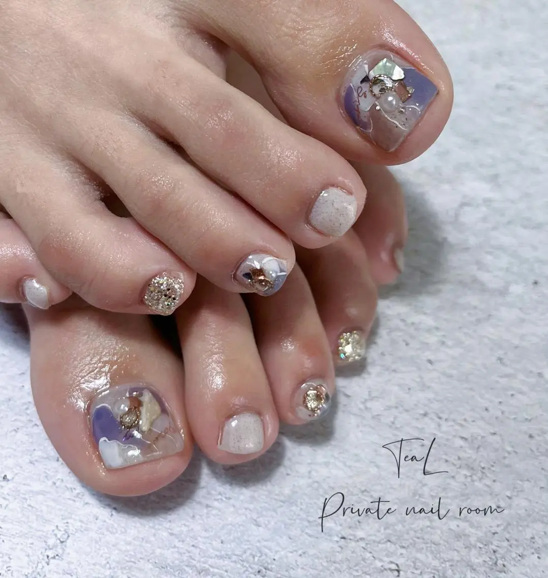 ネイル フットネイル ニュアンスネイル 春ネイル TeaL nailのネイルデザイン