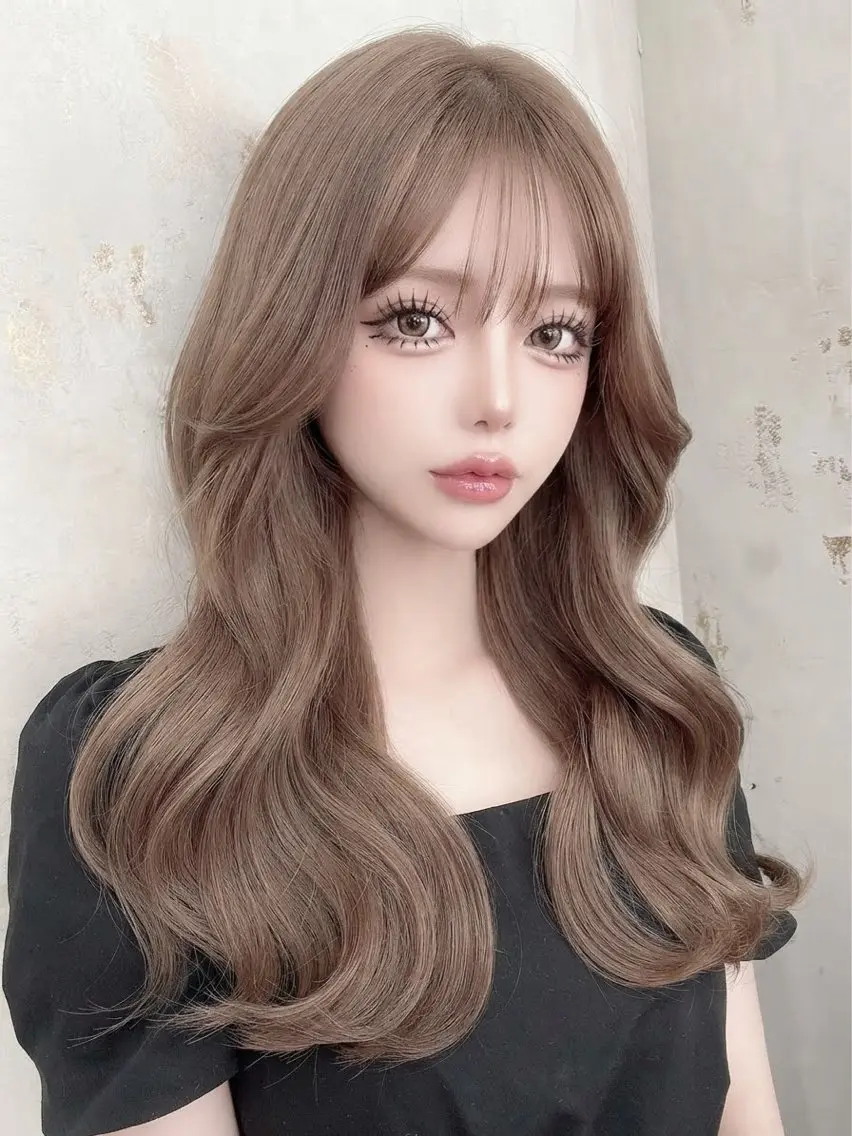ロング くびれヘア 顔周りカット 韓国風ヘア レイヤーカット サイドバング カット ヘアカラー ワンホンヘア/ レイヤー/韓国/石川のヘアスタイル