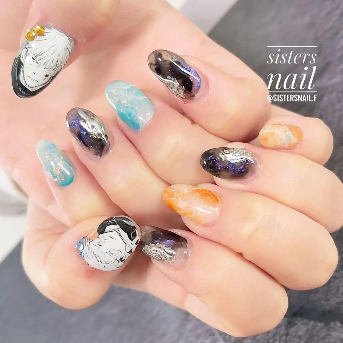ネイル アートネイル キラキラネイル ニュアンスネイル 冬ネイル クリスマス sisters nail.fのネイルデザイン