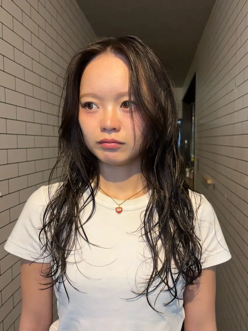 ロング トリートメント カット パーマ 透明感カラー/髪質改 善/烏丸御池/寿々乃のヘアスタイル
