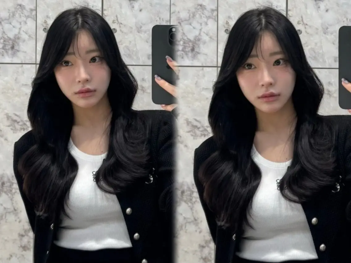 ロング カラー 黒髪 ブルーカラー ブルーブラック 透明感カラー 韓国風ヘア カット ヘアカラー トリートメント レイヤーカット/ 縮毛矯正/TERUのヘアスタイル