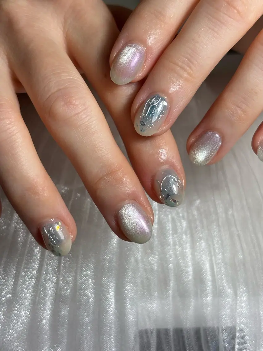 ネイル キラキラネイル 韓国ネイル マグネットネイル 夏ネイル ワンホンネイル ハンドネイル Sully Nail Labのネイルデザイン
