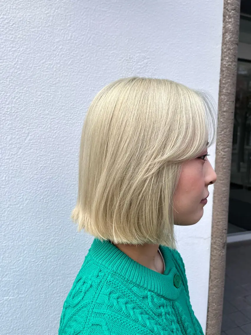 ミディアム 縮毛矯正／艶カラー アオキタイキのヘアスタイル