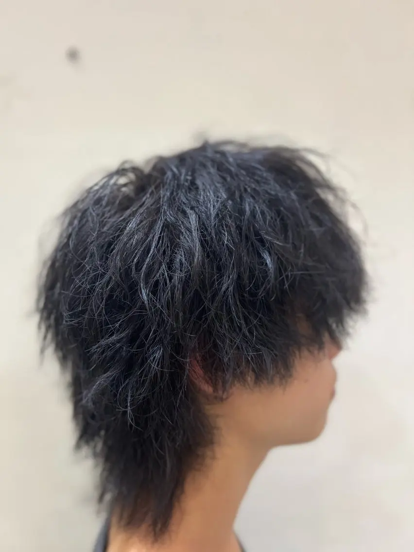 パーマ メンズ マッシュウルフ マッシュ メンズパーマ メンズウルフカット ウルフカット 新宿 /ハイトーン /透明感 yu.🐺のヘアスタイル
