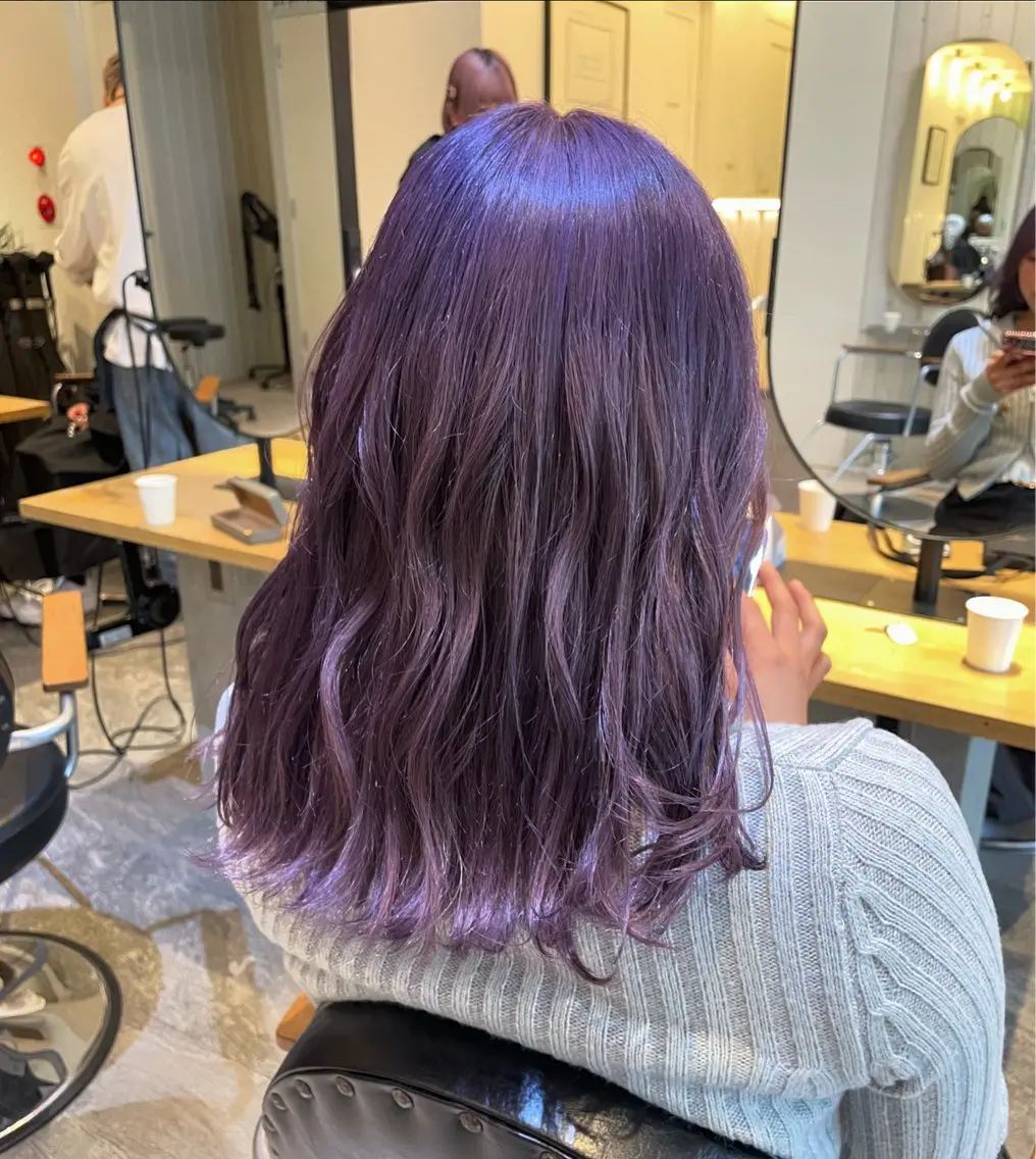 セミロング カラー カット ヘアカラー 💘韓国レイヤー上 品カラーruru💘のヘアスタイル