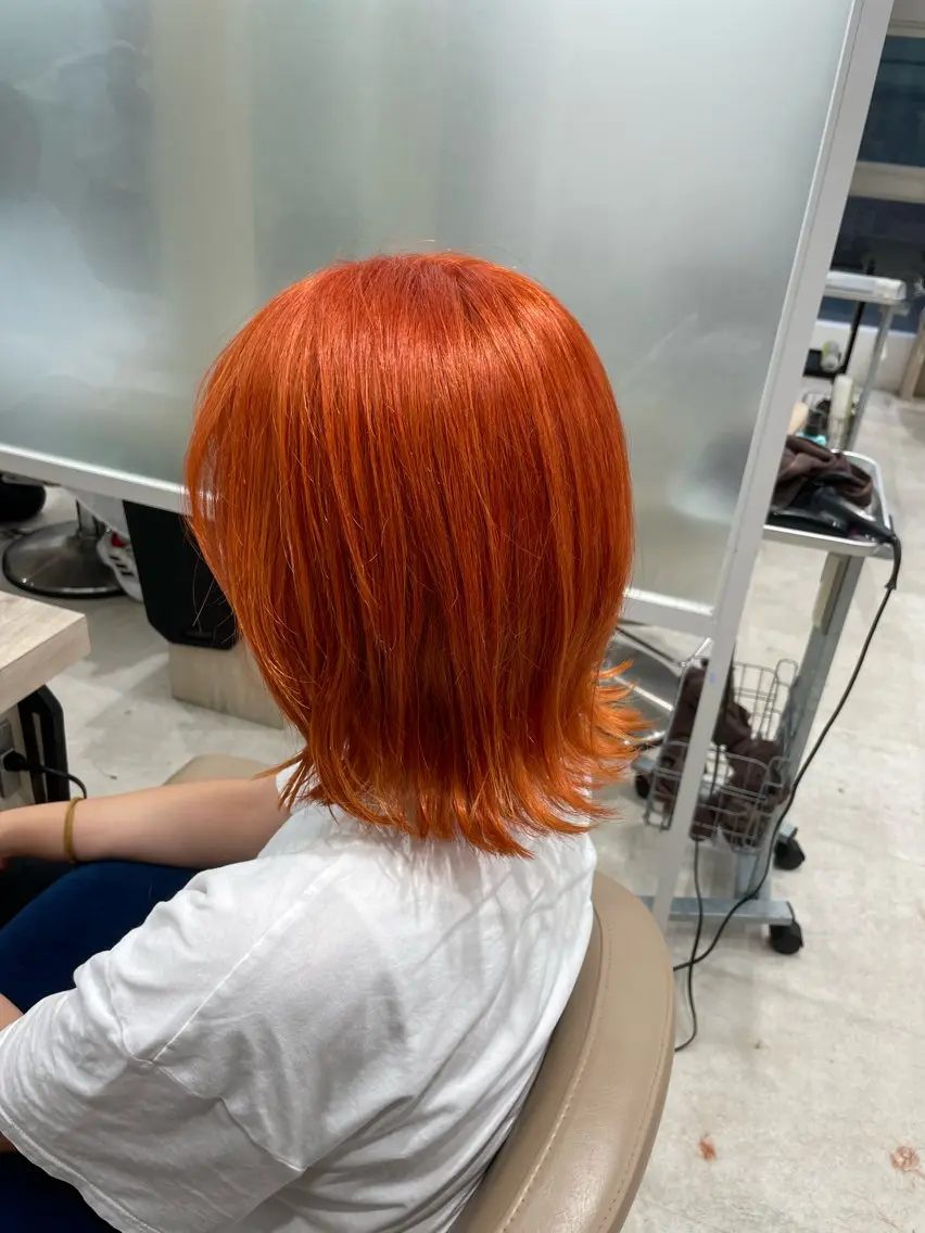 ミディアム カラー オレンジ カット ヘアカラー トリートメント EARTH菊名店👾 ひらのすぐるのヘアスタイル