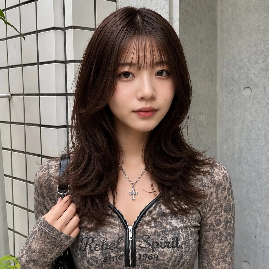 セミロング 顔まわりレイヤー 顔周りカット ハッシュカット 韓国風ヘア レイヤーカット カット ヘアカラー トリートメント ハイトーン/レイヤー カット/TAKEのヘアスタイル