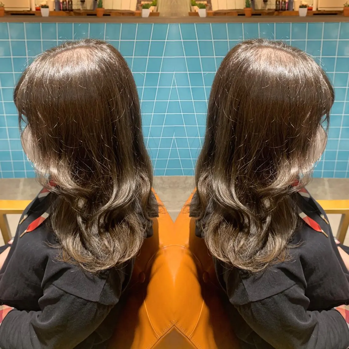ミディアム カラー アッシュ オリーブアッシュ 韓国🇰🇷 ✂︎hair 内田愛のヘアスタイル