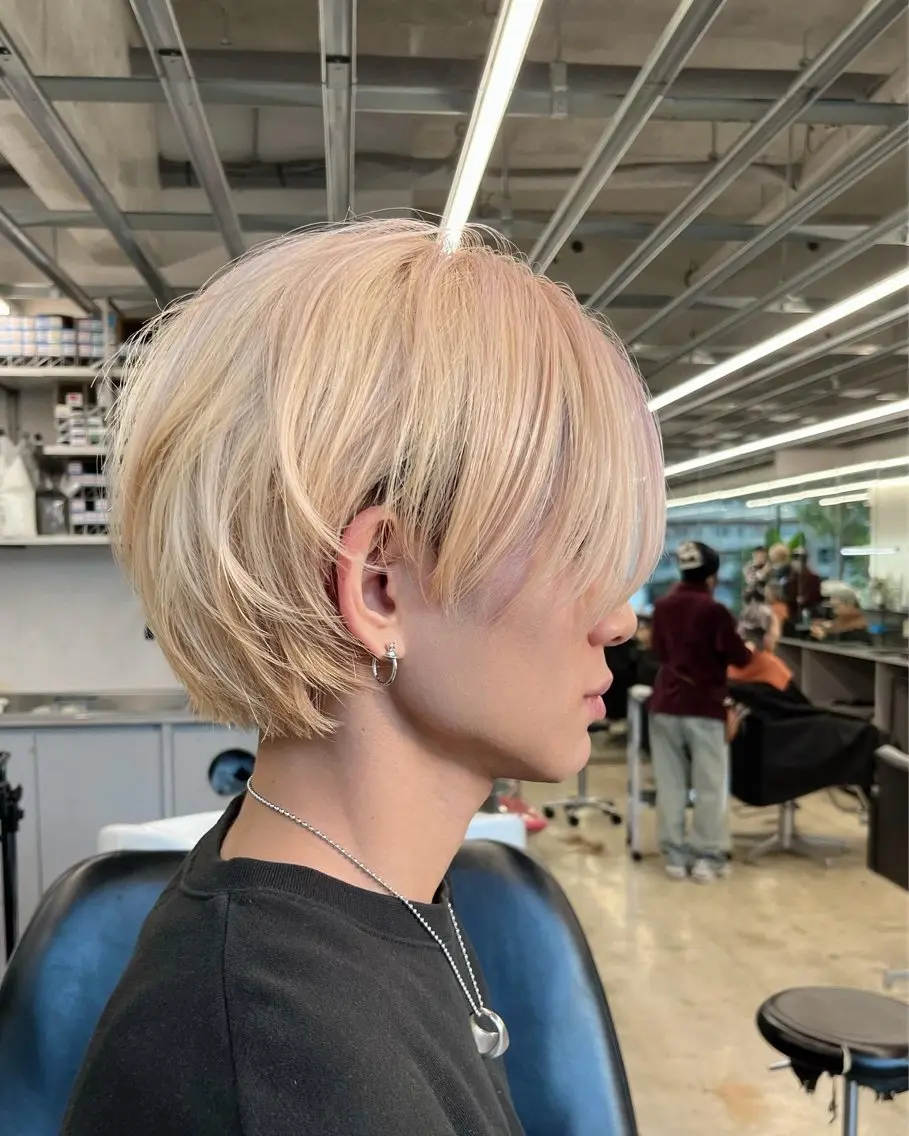 ショート カラー メンズ ヘアカラー ダブルカラー/ ケアブリーチ/クニトのヘアスタイル