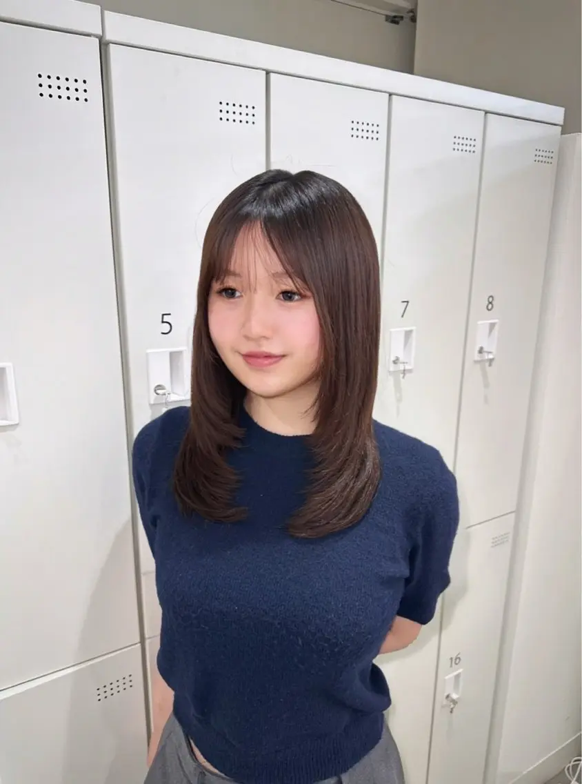 セミロング パーマ 韓国風ヘア レイヤーカット 縮毛矯正 ストレートパーマ カット 縮毛矯正 艶髪/ブリーチ🌟 銀座/HARUKAのヘアスタイル