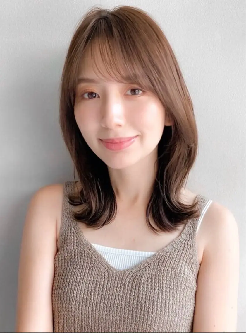 ミディアム ナチュラル🎀透明感 カラー/香香のヘアスタイル