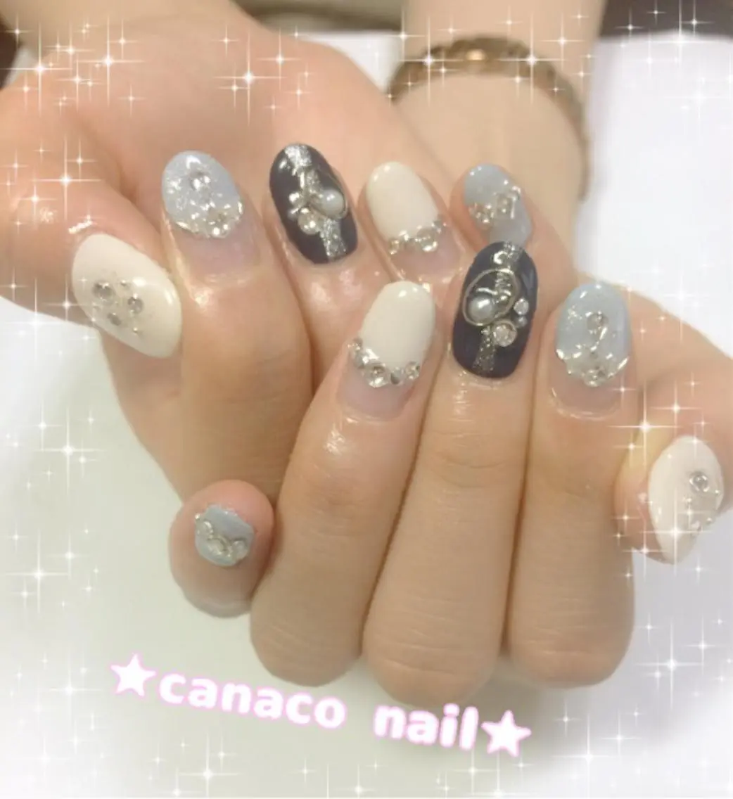 ネイル ストーンネイル ハンドネイル ハンドケア ベテランネイル cnc nailのネイルデザイン